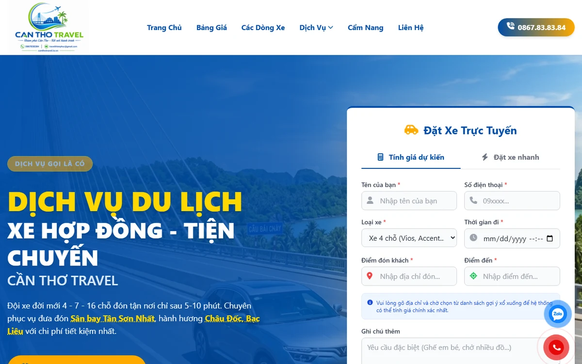 Bản xem trước website Cần Thơ Travel