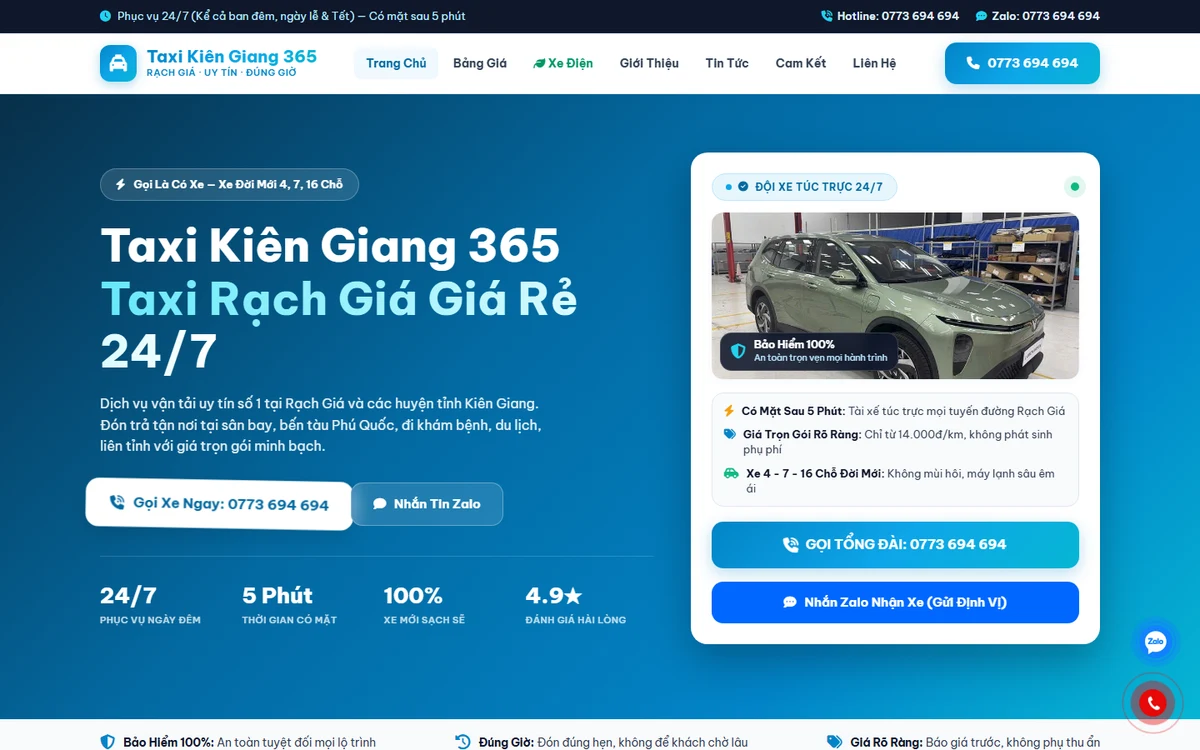Bản xem trước website Taxi Kiên Giang 365