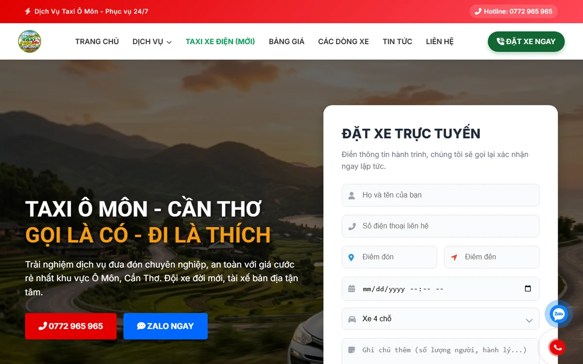Bản xem trước website Taxi Ô Môn