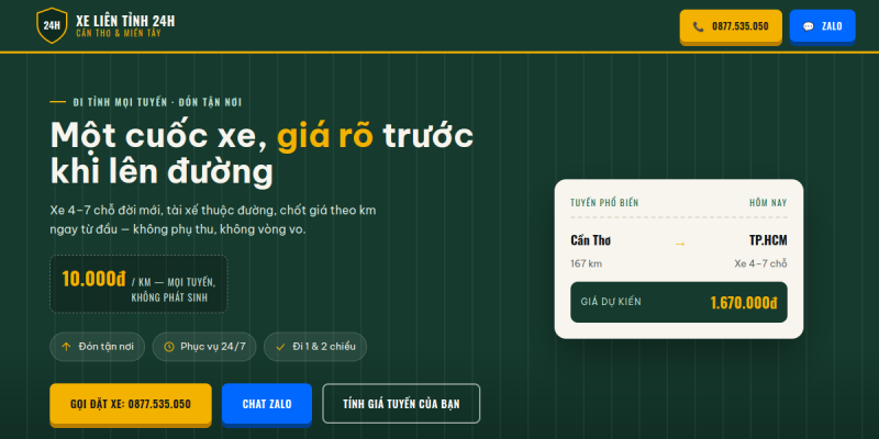 Bản xem trước dự án Thuê Xe Cần Thơ 365